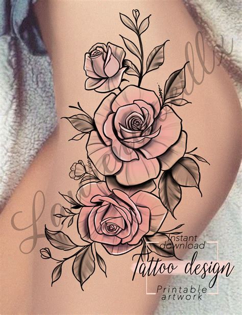 Printable Thigh Tattoo Stencil