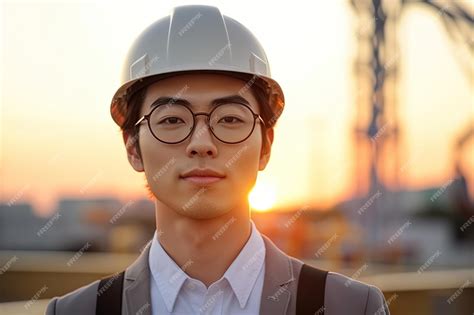 Premium AI Image | portrait of young asian engineer on construction ...