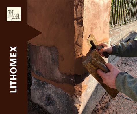 Stage 2 : applying and working #Lithomex Lime Mortar stone repairs. # ...