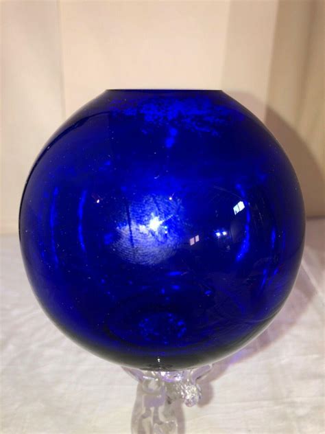 Cambridge Elegant Glass Stem Nude Ivy Ball-Rare Cobalt Blue-1930's