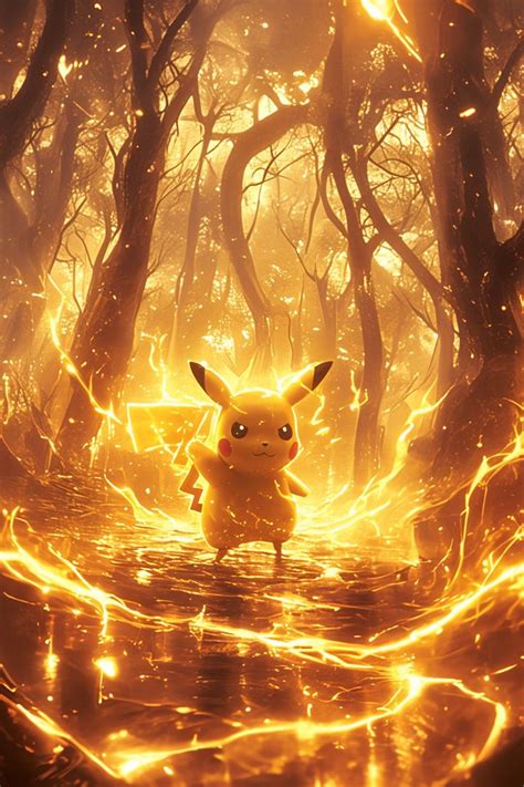 pikachu lightning forest wallpaper epic pokemon phone background