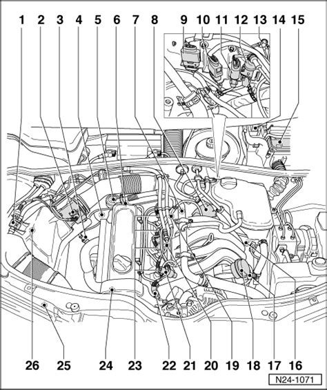 Passat B5/B5+ Расположение датчиков под капотом. основные двигатели ...