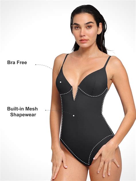 Shapewear Plunging V Slimming One-Piece Swimsuit – Popilush®