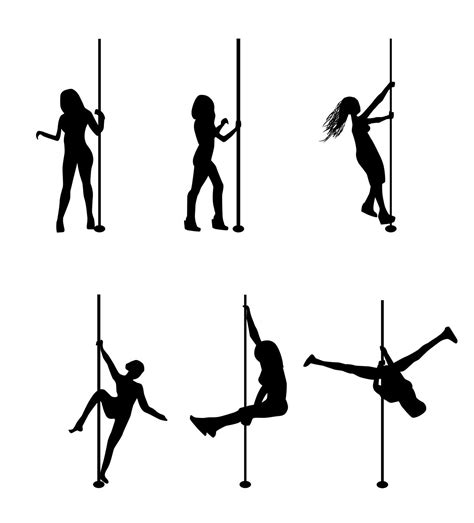 silhouette de danse strip-tease fille en pole. illustration vectorielle