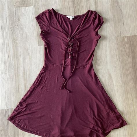 American Eagle soft and sexy maroon dress with... - Depop
