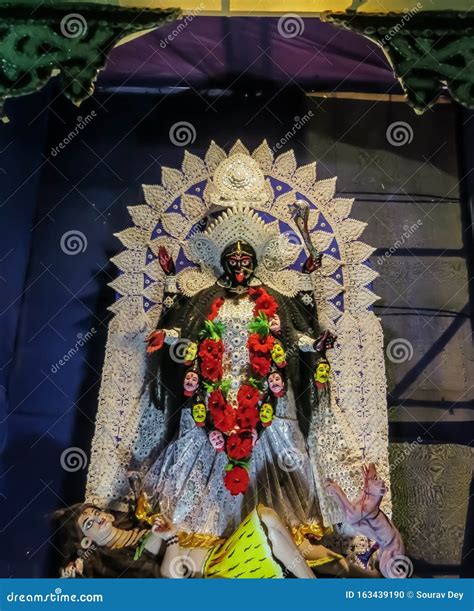 Godess Kali in Puja Pandal of West Bengal Stock Photo - Image of
