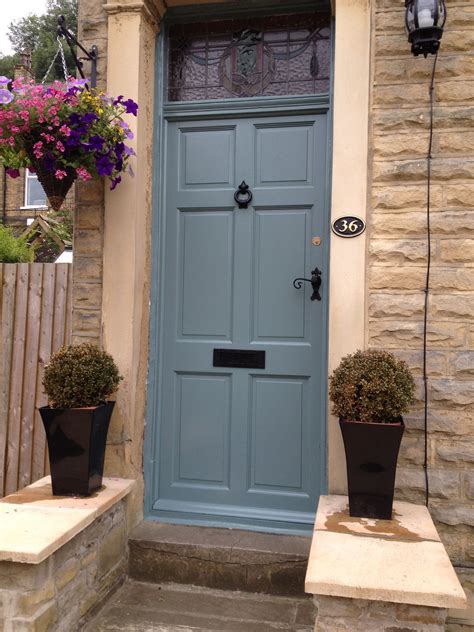 Classic Victorian Front Door in Farrow and Ball Oval Room Blue