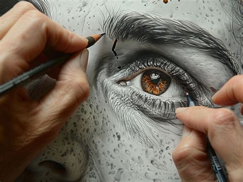 Premium Photo | An artist draws human faces very realistically painters ...