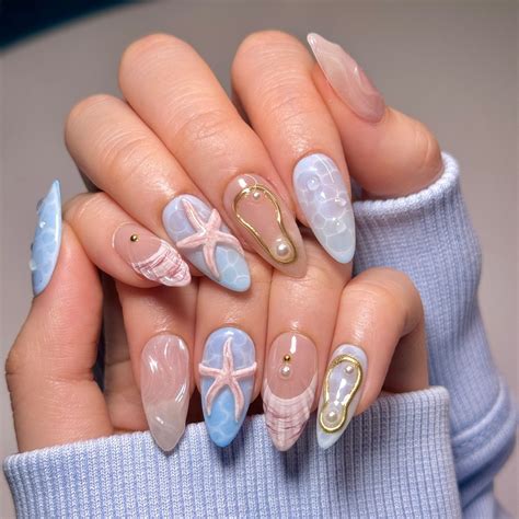 kat  instagram seashell ocean nails inspo atamysclients