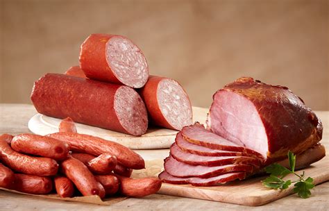 Фото Колбаса Ветчина Сосиска Продукты питания Мясные продукты