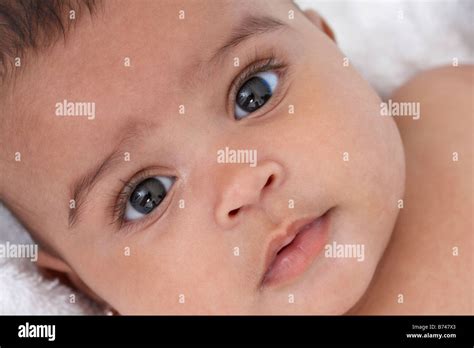 close   mixed race baby girl stock photo alamy