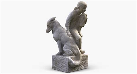 sculpture girl dog 3d model
