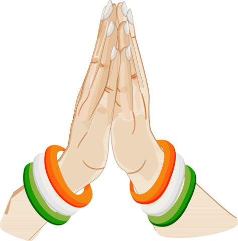 Woman hands in Indian Greeting Pose, Namaste. 24326967 Vector Art at