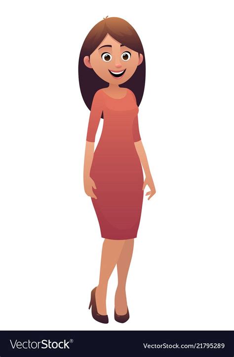 Cartoon cute character beautiful woman smiling Vector Image on ...