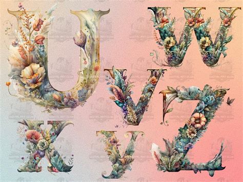 26 Watercolor Floral Alphabet Letters Clipart Magical, Fairy, Fantasy ...