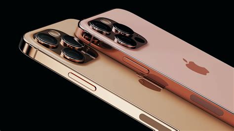 iPhone 13 Pro показан в цветах Sunset Gold и Rose Gold