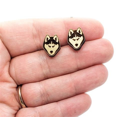 Siberian Husky Dog Earrings Wood - Etsy | Siberian husky dog, Husky