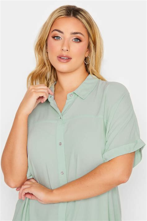 YOURS Plus Size Sage Green Short Sleeve Shirt | Yours Clothing