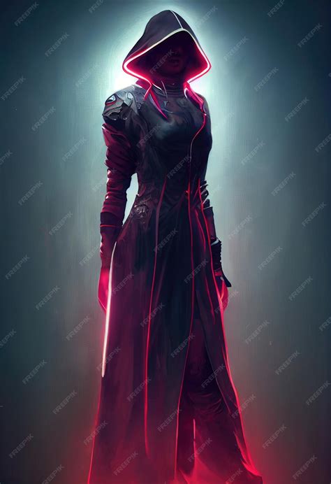 Premium Photo | Fantasy portrait of a militant female assassin with red