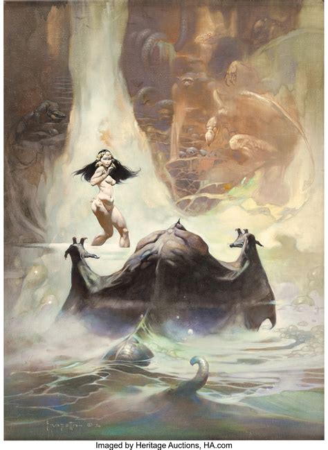 Frank Frazetta At The Earth's Core Paperback Cover Painting | Lot