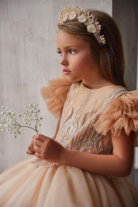 3216 Luxurious Peach Flower Girl Dress – Mia Bambina Boutique