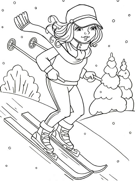 Winter sports coloring pages to download and print for free