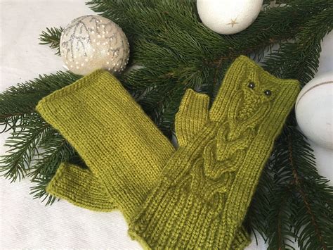 Owl Fingerless Gloves, Owl Fingerless Mitts, Owl Mittens, Owl Lovers