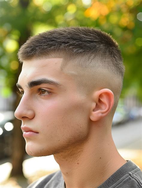 buzz cut fade haircut ideas  men featuring  taper mid