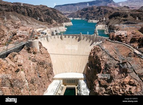 hoover dam aerial view  res stock photography  images alamy