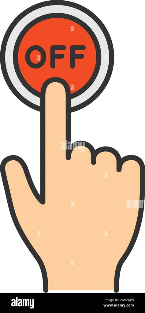 turn  button click color icon shutdown power  hand pressing