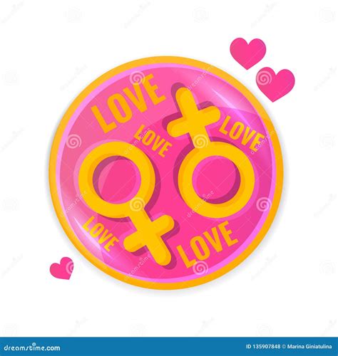 Love Concept Circle Lable with Symbols of Different Sex. Stock Vector