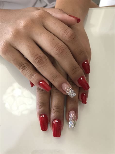 Unha Em Gel Vermelha Com Glitter - Unha vermelha / unha decorada / vermelho com glitter | Unhas vermelhas ...