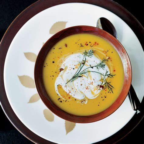 Gingered Butternut Squash Soup with Spicy Pecan Cream Recipe - Dean Fearing