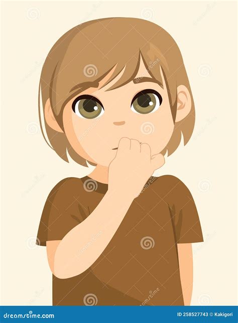 Kid Biting Nails stock vector. Illustration of tendency - 258527743
