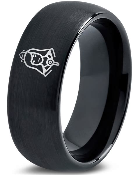 Black Promise Ring Set Tungsten Gamer Minimalist Fashion Woman