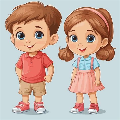 Un Vecteur Frère Et Sœur Sur Un Fond Blanc | Vecteur Premium
