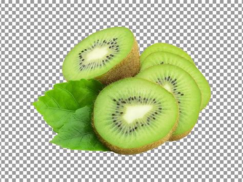 Premium PSD | Fresh kiwi fruit with slices on transparent background