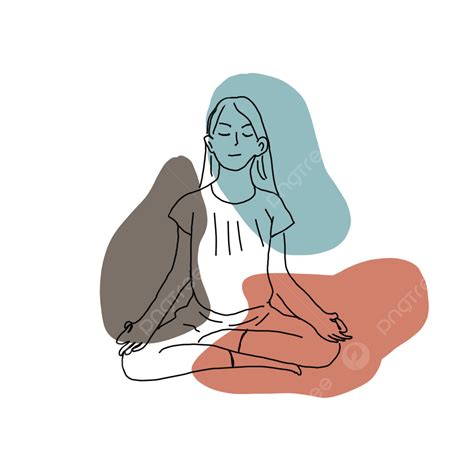 Girl Meditating PNG Picture, Meditation Girl Line Art, Meditation, Girl ...