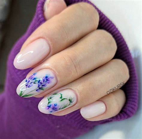 Акварель сирень лаванда | Uñas
