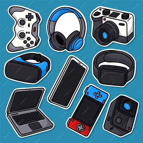 Premium Vector | Sticker set gadget cartoon vector