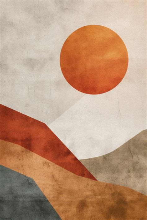Retro-inspired Zen Boho Abstract Geometric Design in a Muted Earthy ...