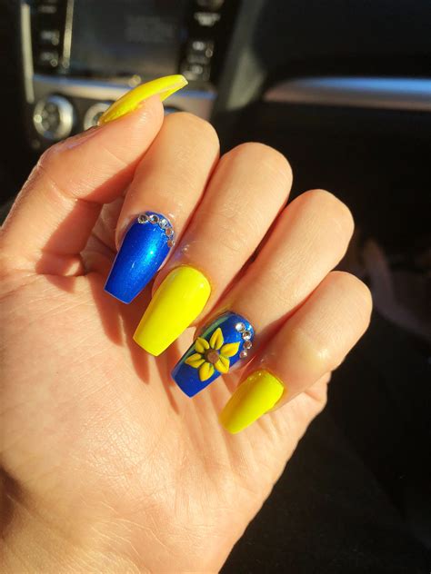 Navy Blue And Yellow Fall Nails