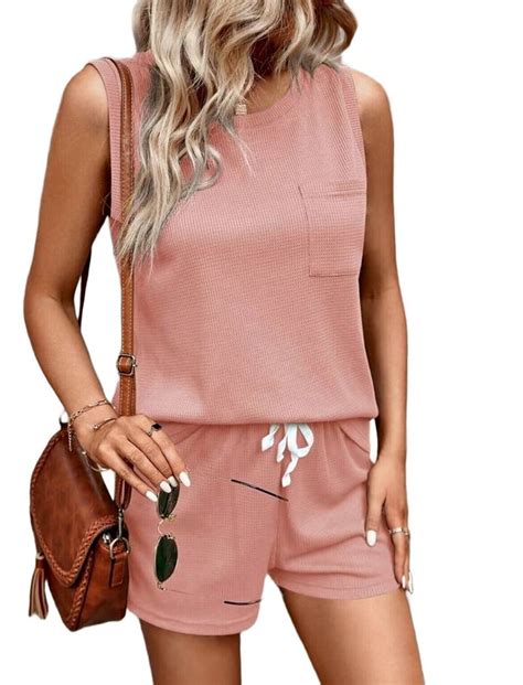 2 Piece Short Set for Women Sleeveless Halter Tank Top and Shorts