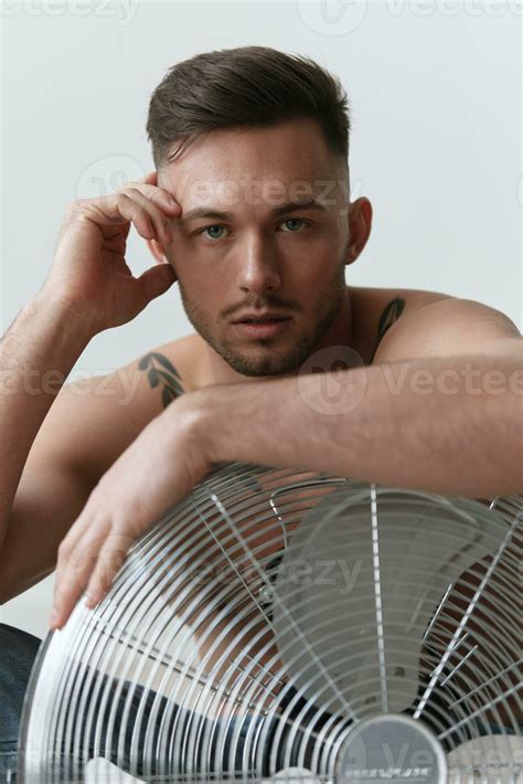 Modelling snapshots. Closeup portrait of attractive naked handsome man