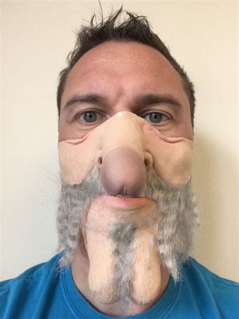 Funny Half Face Mask Old Man Dick Nose Willy Face Grandad Gramps Grey