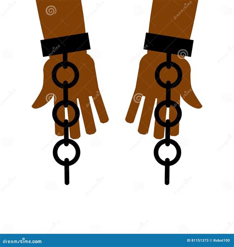 Emancipation from Slavery. Break Free. Chains on Slave Hands Stock