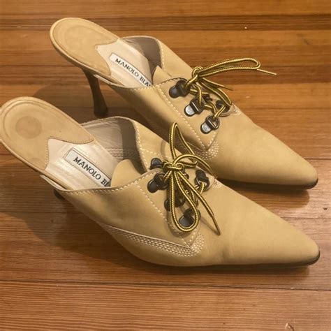 Manolo Blahnik Timberland style Mules. Size is 37.5,... - Depop