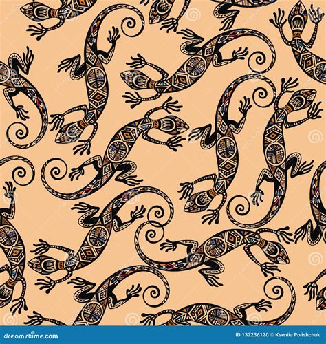 seamless pattern  lizard stock vector illustration  animal