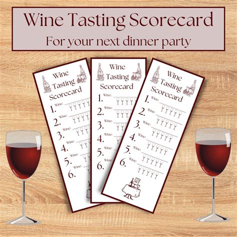 Wine Tasting Scorecard I Wine Scorecard I Tasting Sheet I Wine Tasting