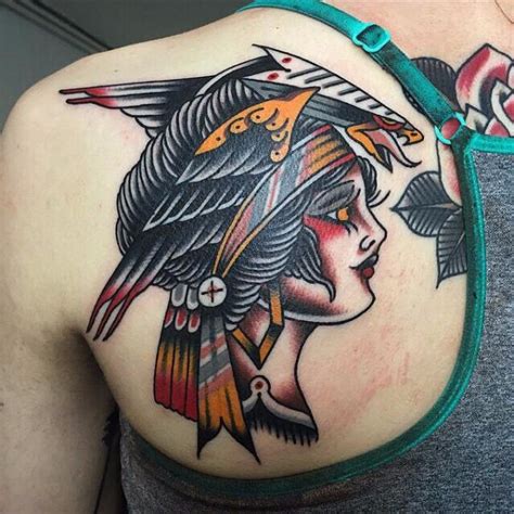 Back Indian Woman Tattoo by Cloak and Dagger Tattoo